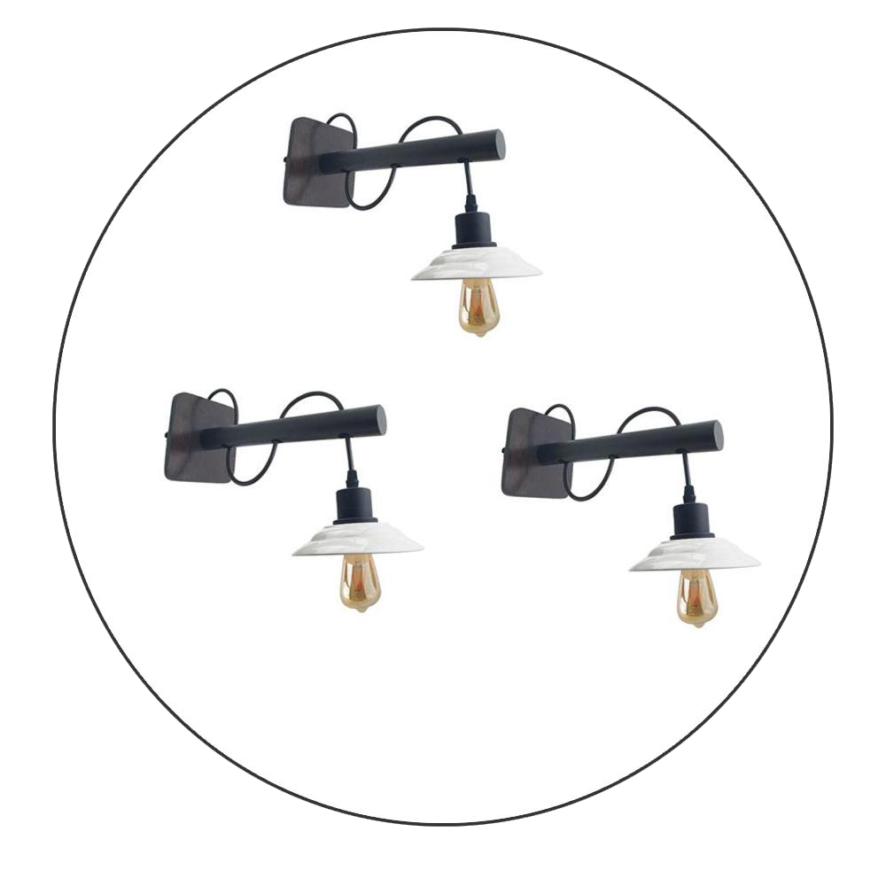 Modern Industrial Black Scone Wall Light With White Shade with FREE Bulbs~2285 - LEDSone UK Ltd