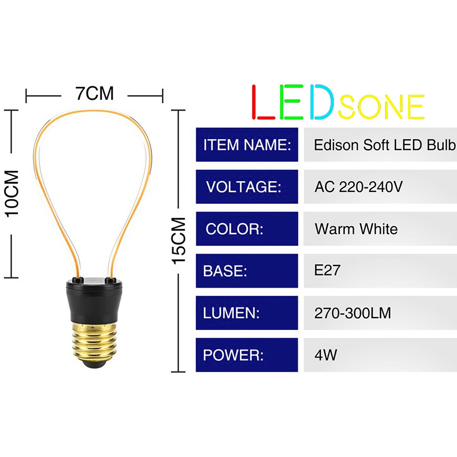 3 Pack 4W Vintage LED Soft Filament E27 Decorative Industrial Light~1009 - LEDSone UK Ltd