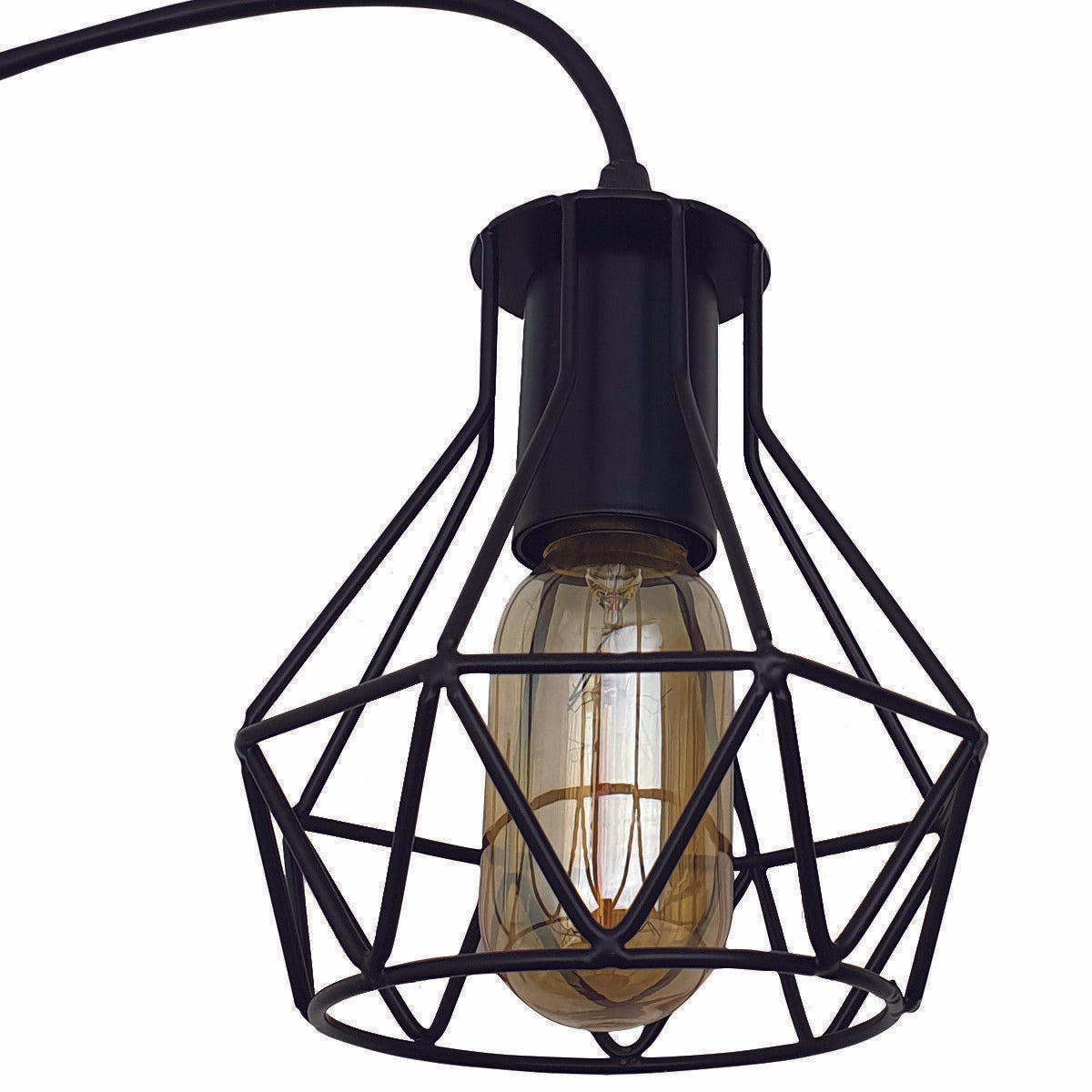 Modern Ceiling 1 Head Pendant Light Fitting Metal Black Cage~2470 - LEDSone UK Ltd