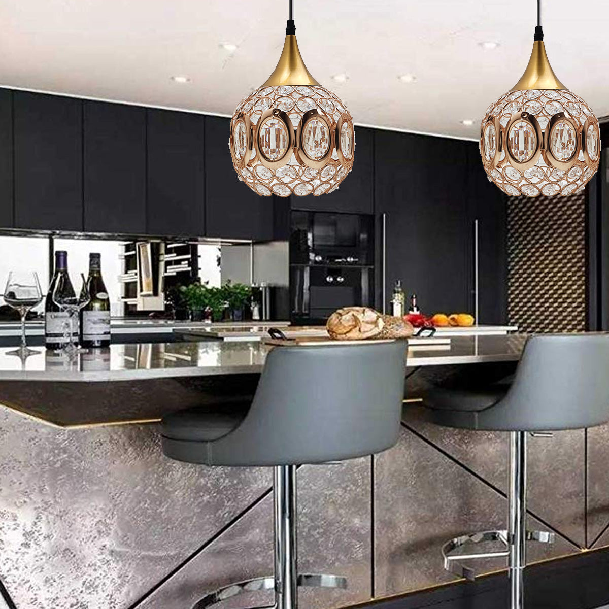 Modern Crystal Ceiling Pendant Lights Kitchen Living Bedroom Pendant Lamps UK~2694 - LEDSone UK Ltd