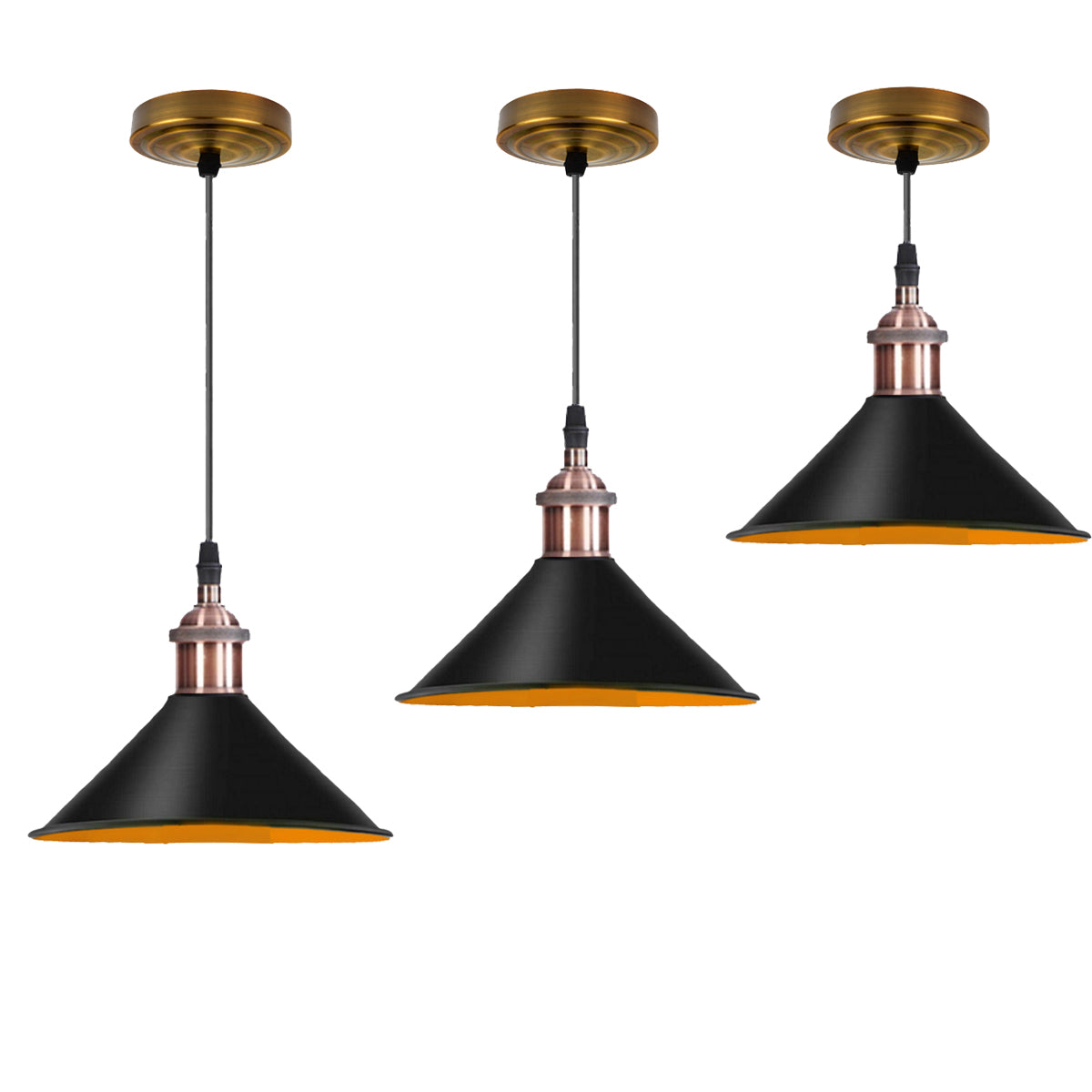 Modern Vintage Black Pendant Lamp Vintage Industrial Metal Cone Ceiling Light Shade~1514 - LEDSone UK Ltd