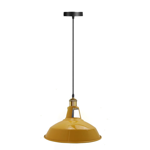 Abat-jour moderne de couleur jaune, Style rétro industriel, pendentif de plafond en métal, abat-jour ~ 2553