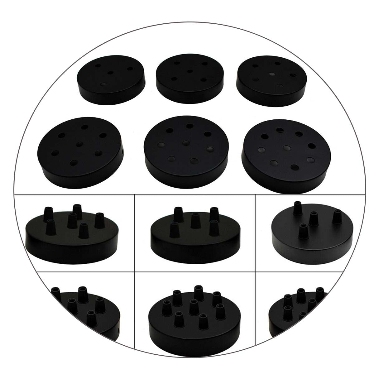 Multi Outlet Drop Black Metal Ceiling Rose 120x25mm