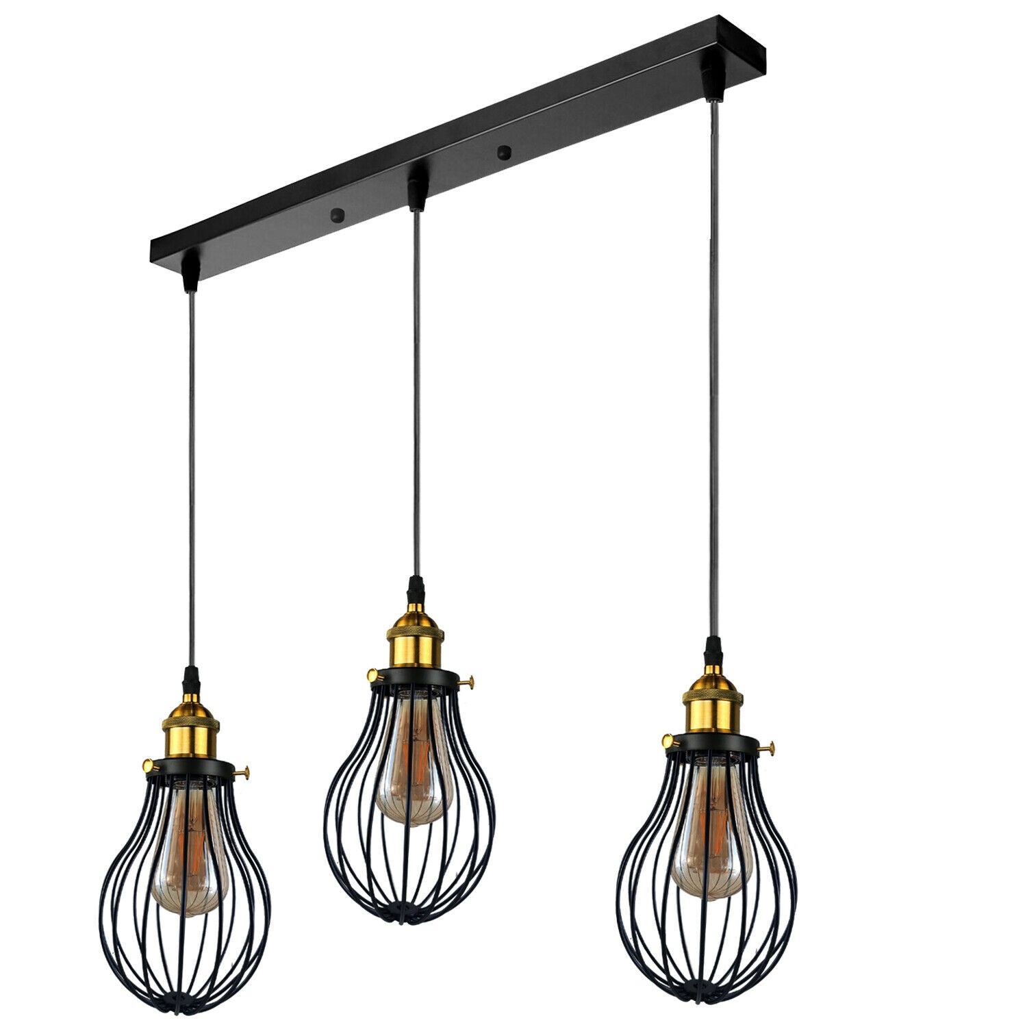 Industrial 3 Way Hanging Pendant Ceiling Light Cover Decorative Cage light fixture~3447 - LEDSone UK Ltd