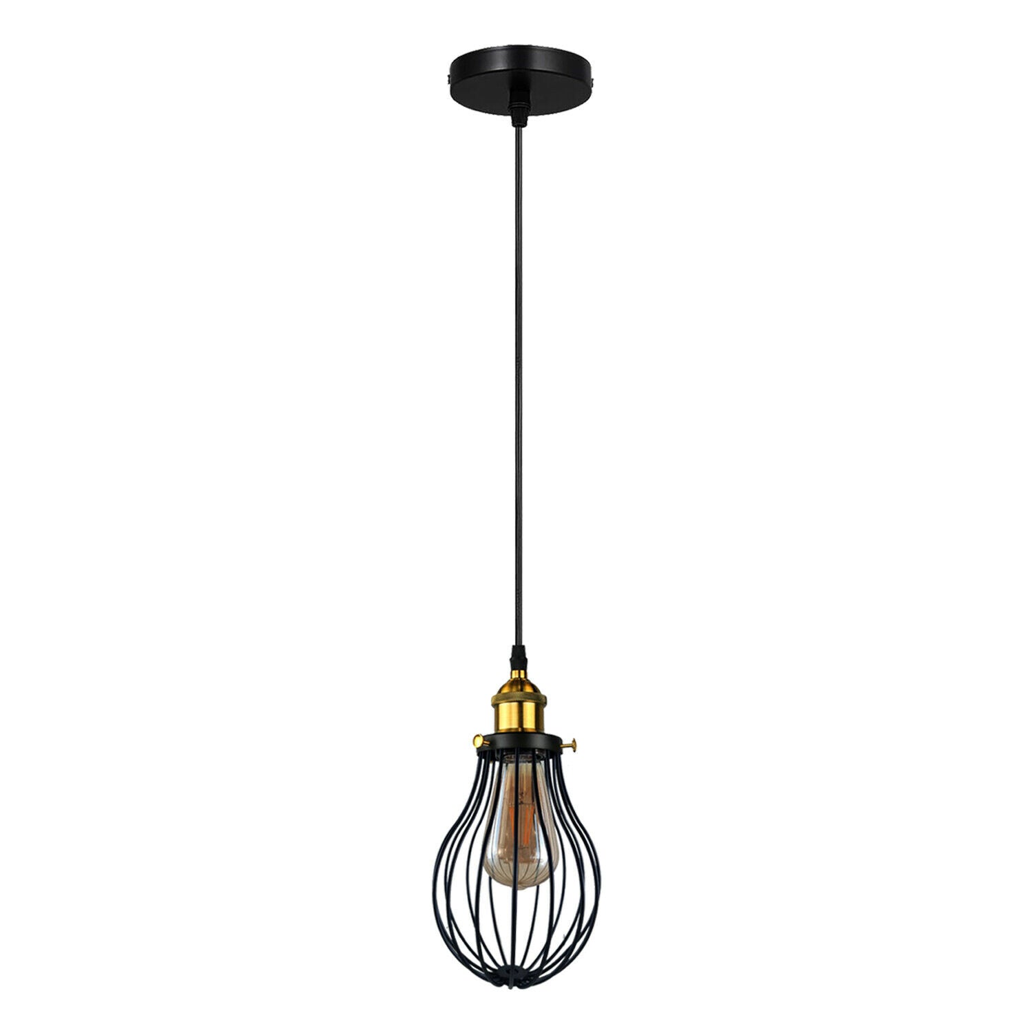 Industrial Black hanging Pendant Ceiling Light Cover Decorative Cage light fixture~3446 - LEDSone UK Ltd