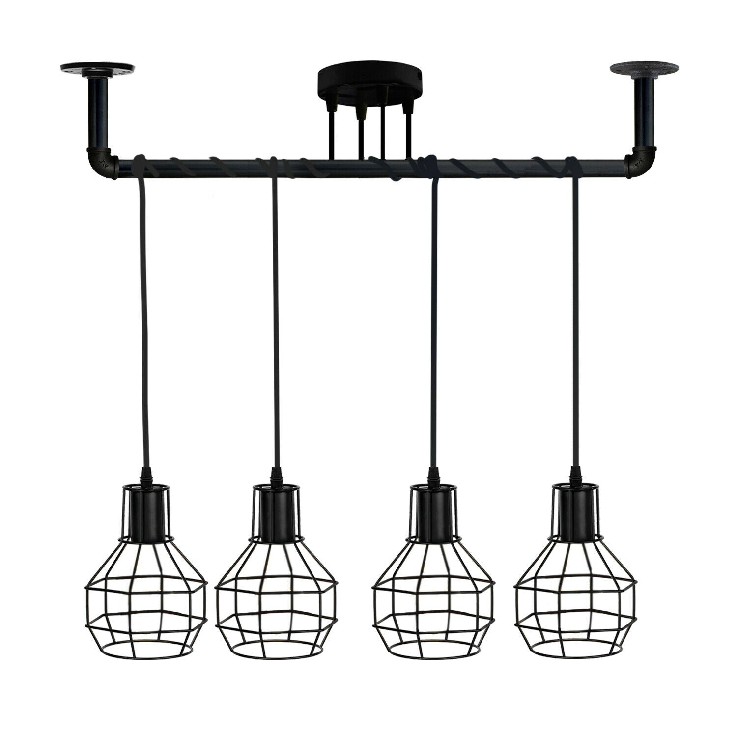 LEDSone Industrial Vintage 4  Head Ceiling Lights Metal Pipe Retro Loft Pendant Lamps~3558 - LEDSone UK Ltd