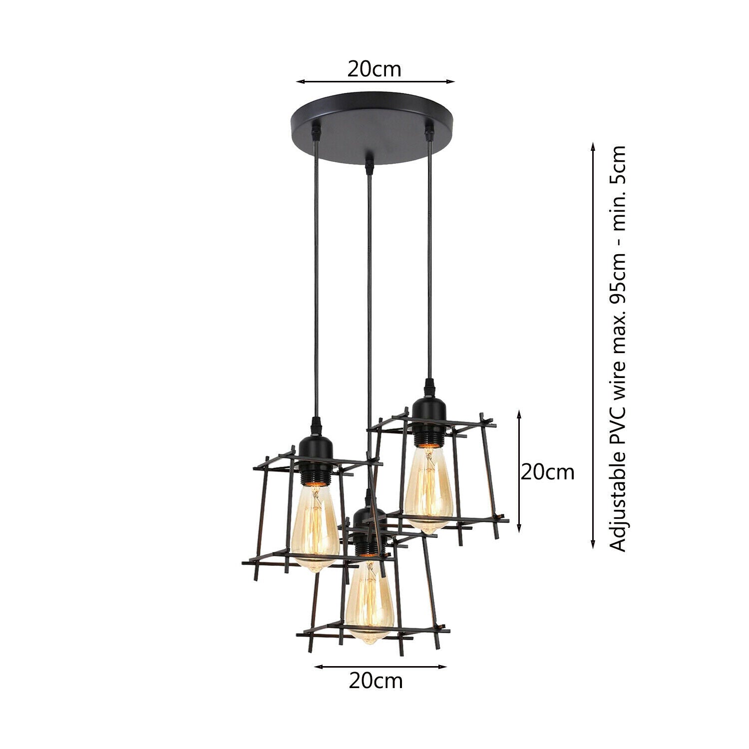 Industrial Square Wire Cage Ceiling Pendant Light~1490 - LEDSone UK Ltd