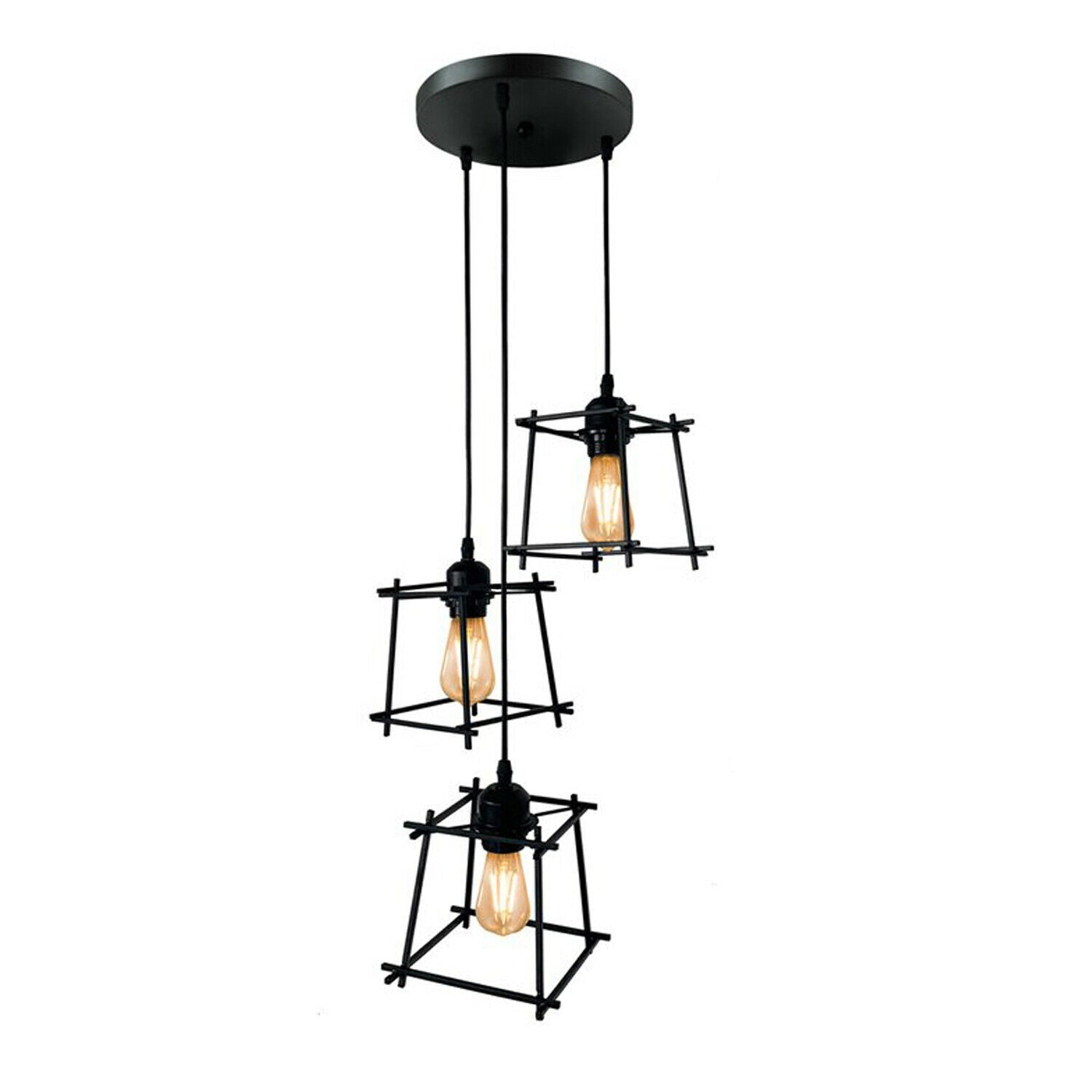 Industrial Square Wire Cage Ceiling Pendant Light~1490 - LEDSone UK Ltd