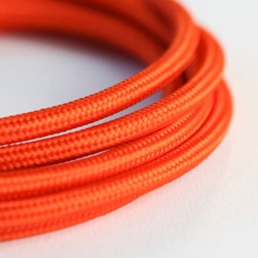 3 Core Round Vintage Fabric Cable Italian Braided Flex 0.75mm Orange UK - Shop for LED lights - Transformers - Lampshades - Holders | LEDSone UK