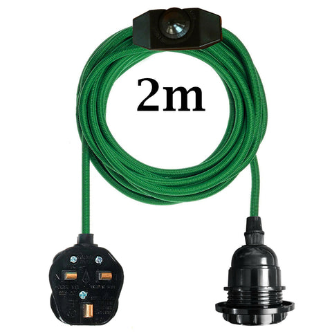 2M UK Plug-in Vintage E27 variateur tissu pendentif support de lumière avec ampoule gratuite ~ 1267