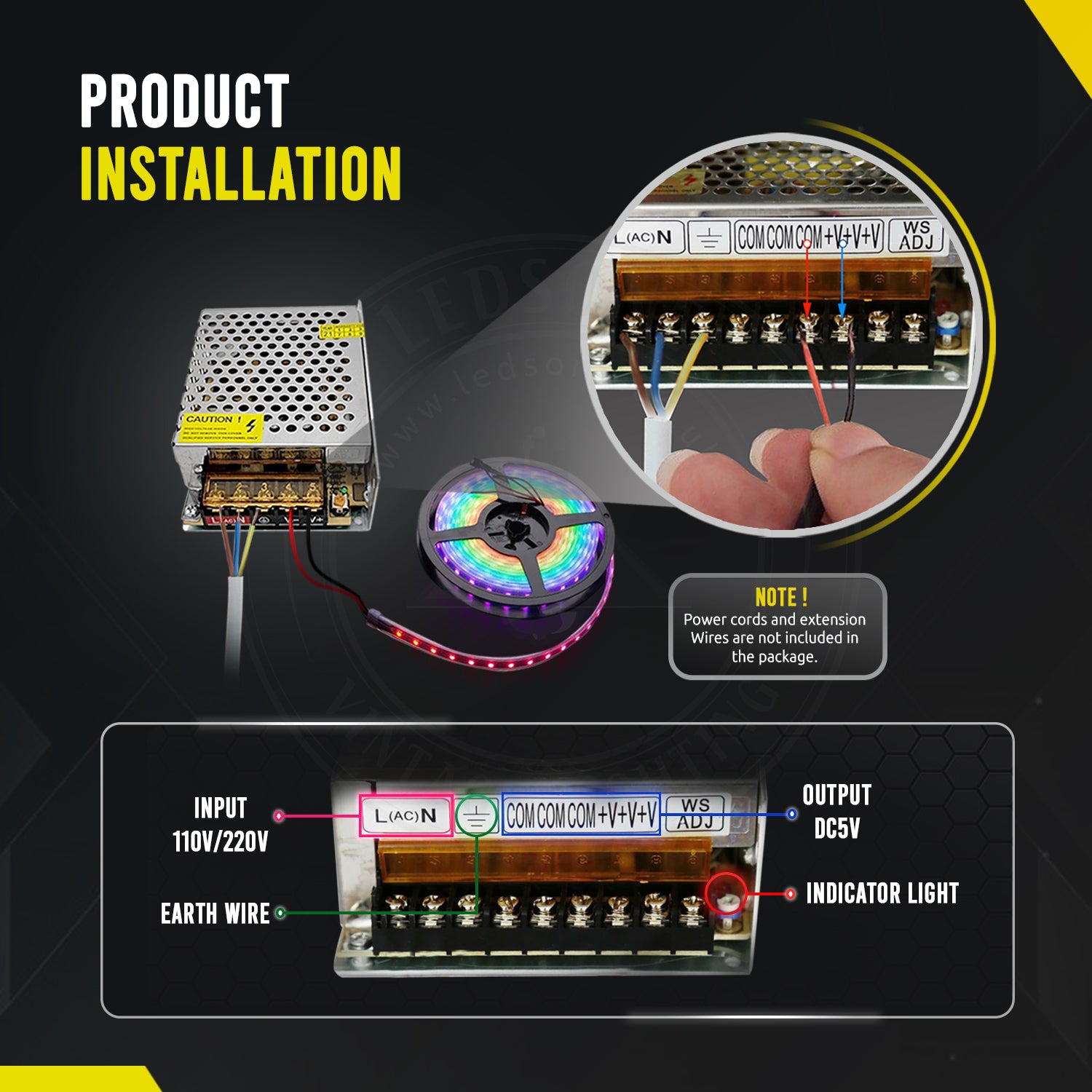 DC 5V 20W IP20 Universal 4 Amp Switching LED Transformer