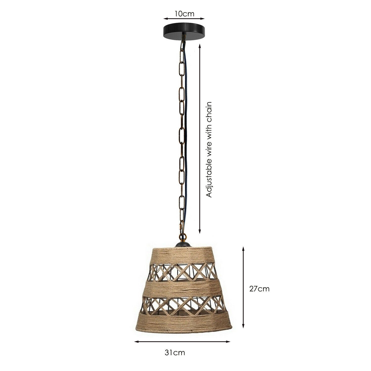 Drum Shape Ceiling Pendant Light Hemp Rope Hanging Light E27 Lamp Shade~1534 - LEDSone UK Ltd