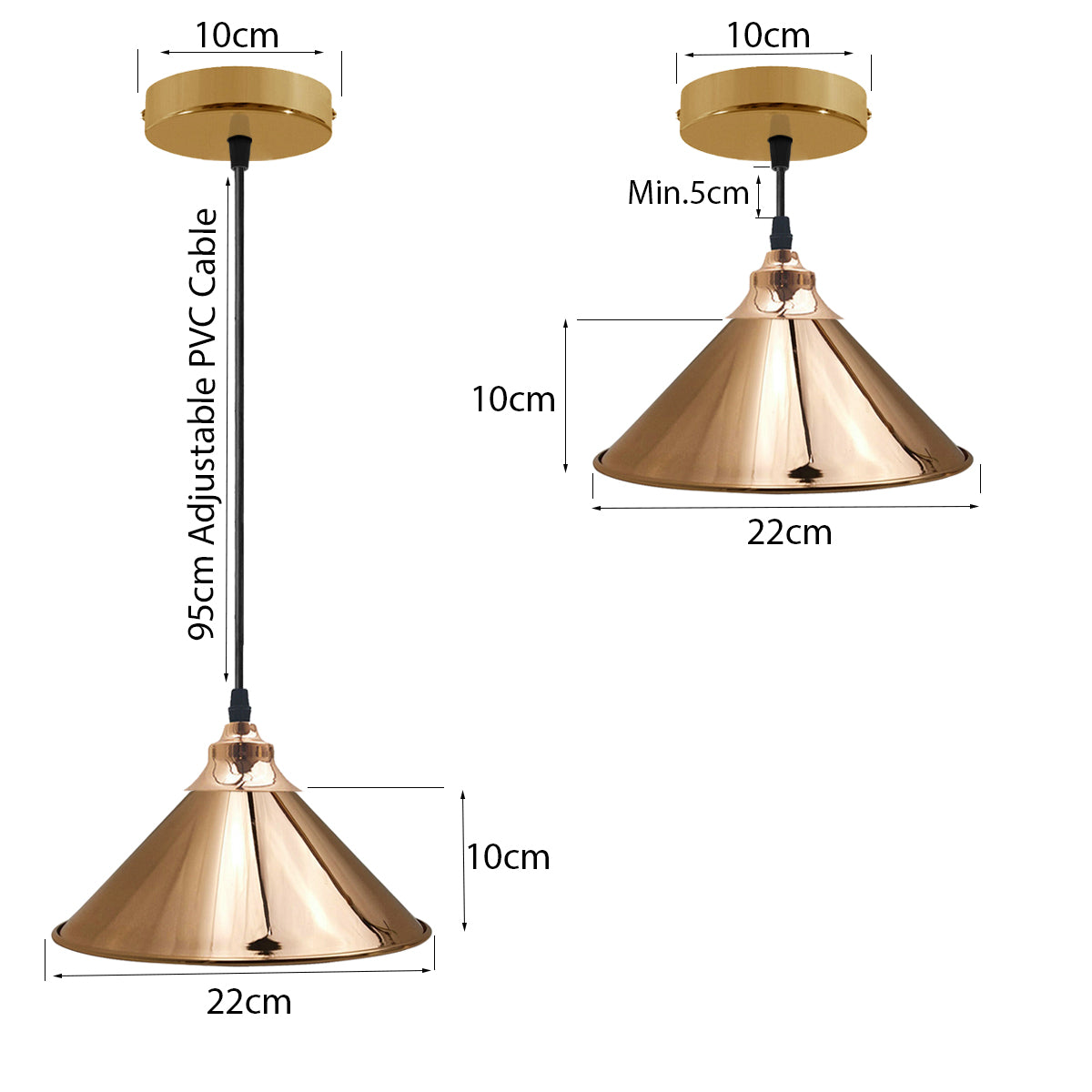 French Gold Pendant Lights Gold Ceiling Lights Metal Industrial Light Shade~1519 - LEDSone UK Ltd