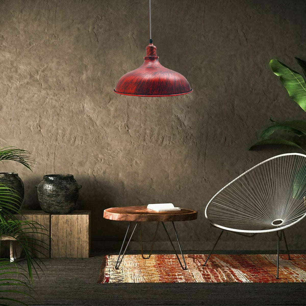 Rustic Red Industrial Retro Ceiling Pendant Light~1480 - LEDSone UK Ltd