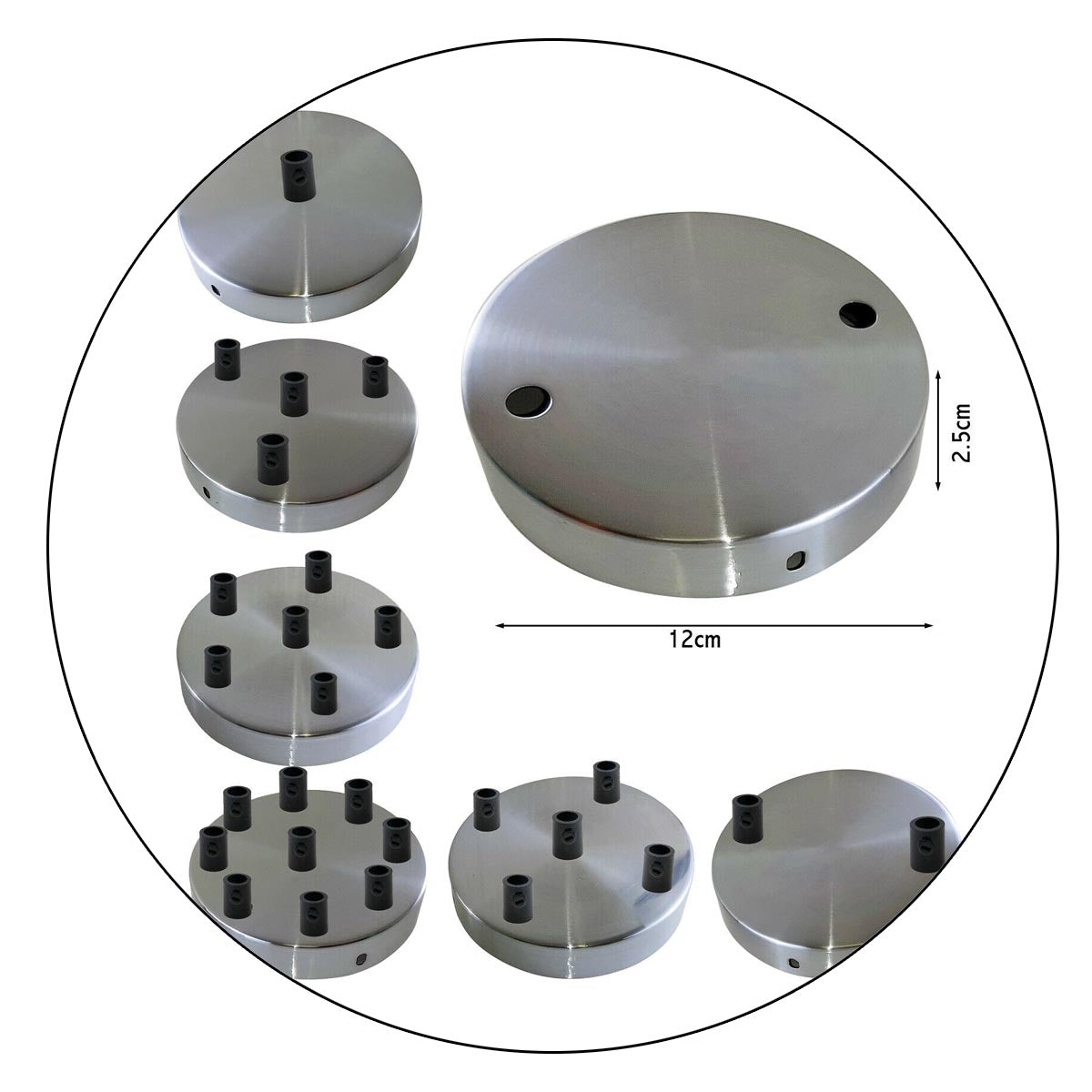 Multi Outlet Satin Nickel Metal Ceiling Rose 120x25mm~1454 - LEDSone UK Ltd