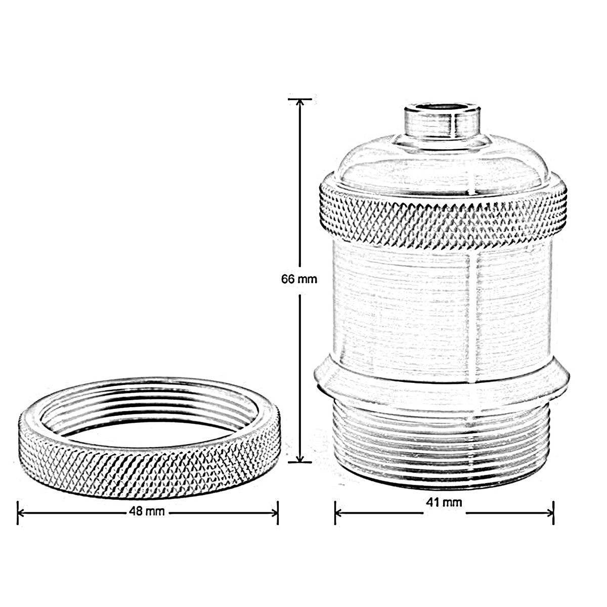 2m Round Cable E27 Base Rose Gold Holder~1722 - LEDSone UK Ltd