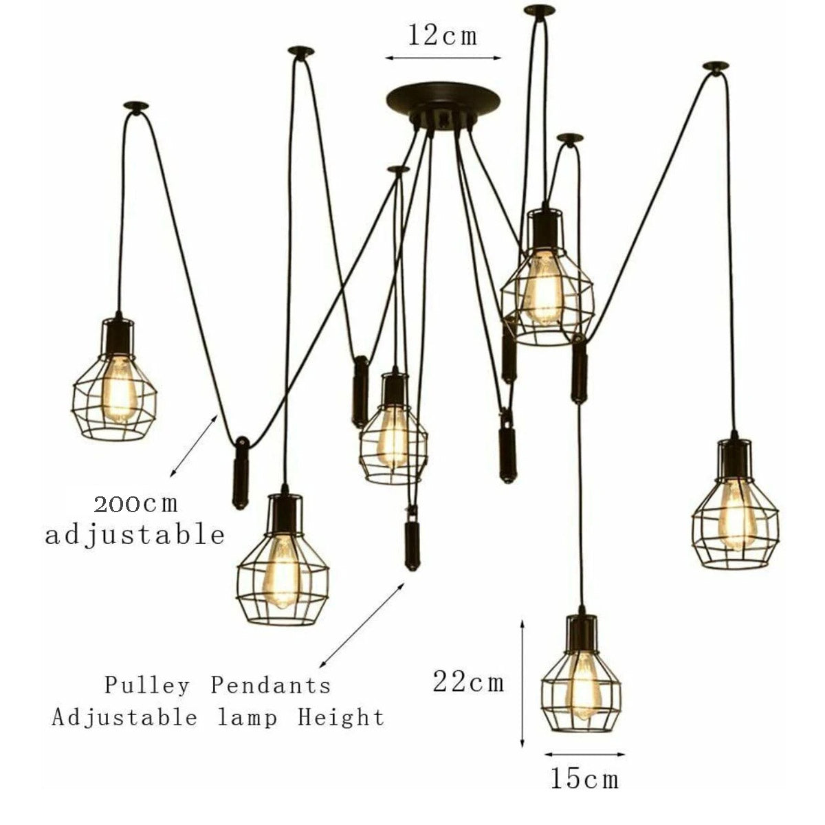 Black Spider Chandelier with Wire Cage 6 Out Let Pendant Light~2018 - LEDSone UK Ltd