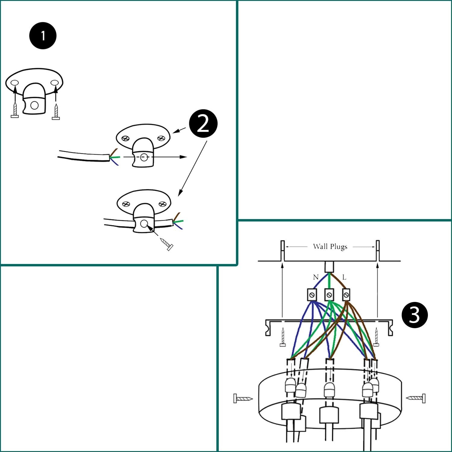 2m Pendant Light Cage Retro Industrial Ceiling Light Spider Lamp -  Instruction Image