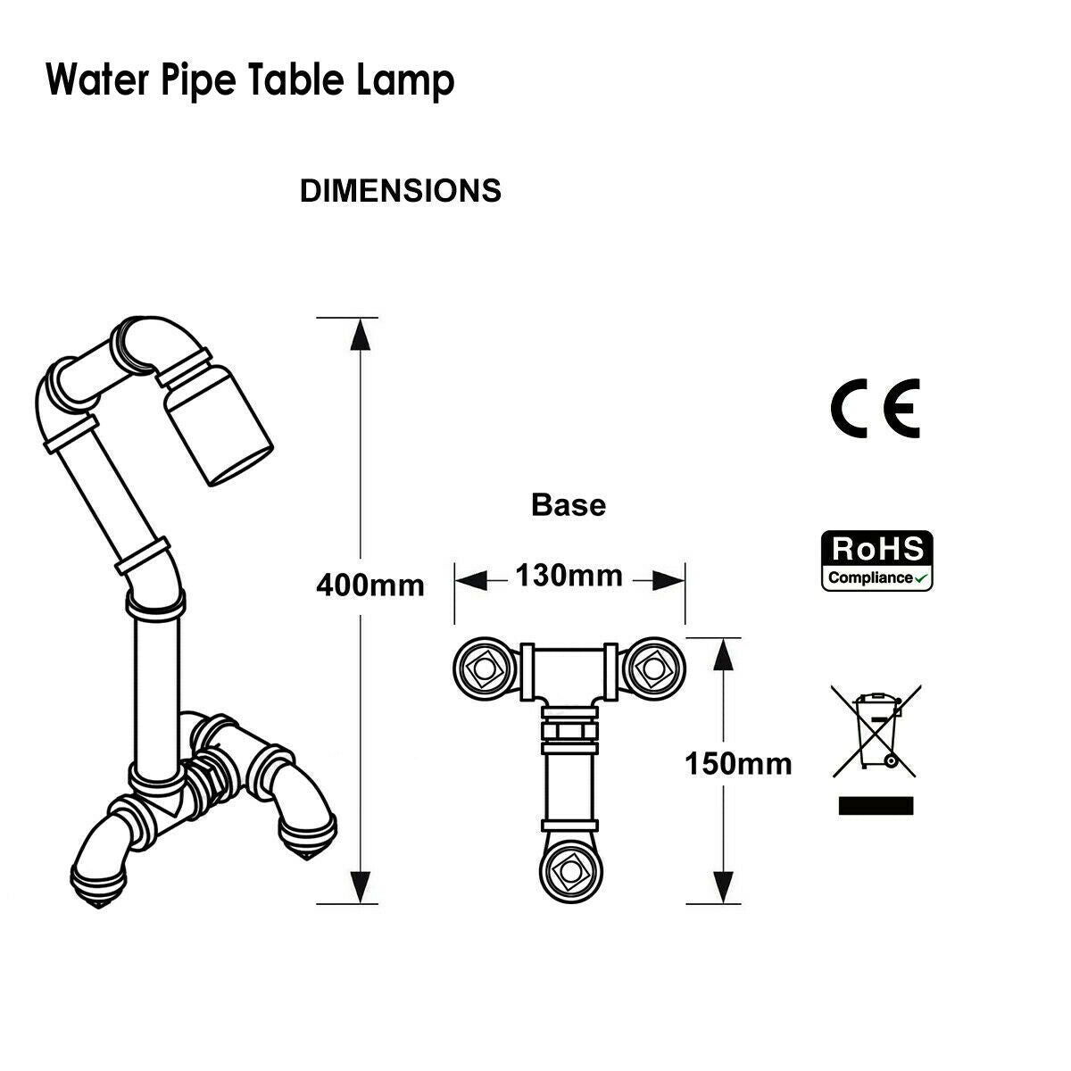 Table Lamp Water pipe Lamps E27 Loft Light