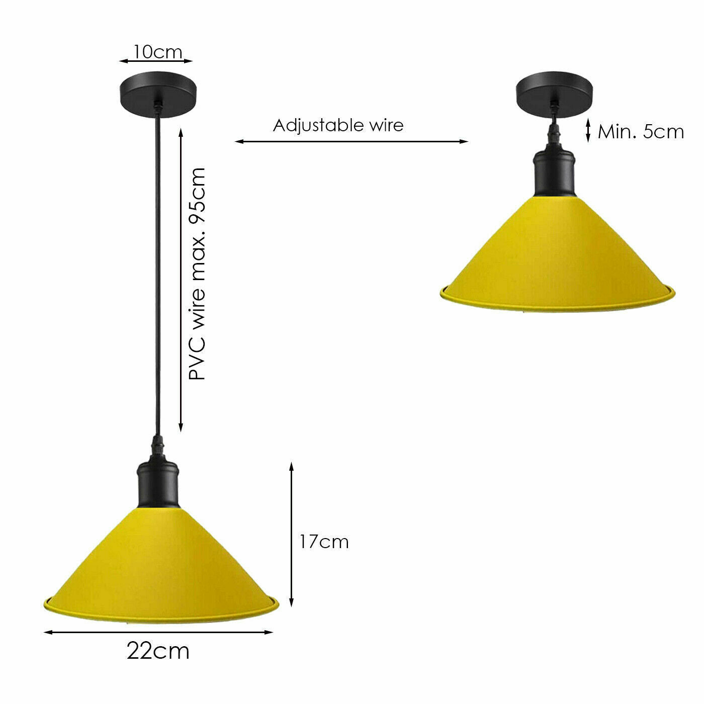 Yellow Pendant Lamp Industrial style Decorative Ceiling lamp~1539 - LEDSone UK Ltd