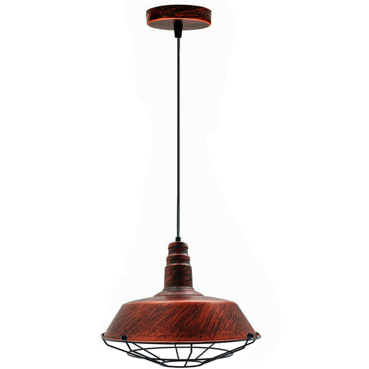 Rustic Red Rustic Pendant Light Industrial Single Ceiling Hanging Lighting Fixture~1552 - LEDSone UK Ltd