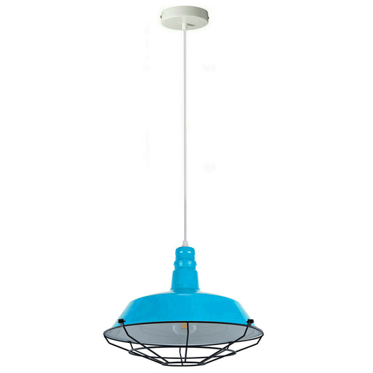 Light Blue Pendant Light Industrial Single Ceiling Hanging Lighting Fixture~1551 - LEDSone UK Ltd