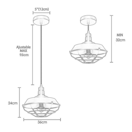 Orange Pendant Light Industrial Single Ceiling Hanging Lighting Fixture~1547 - LEDSone UK Ltd