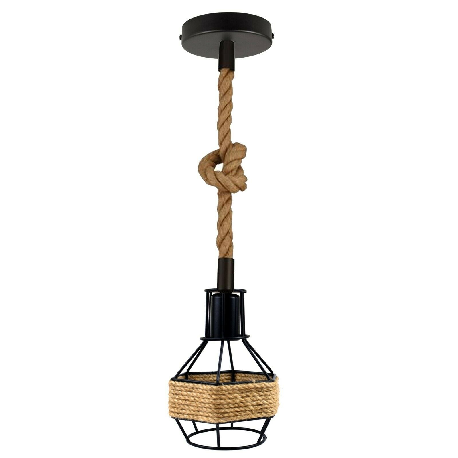 Vintage Pendant Shade Modern Hanging Retro Lighting Industrial Metal Hemp Ceiling~2708 - LEDSone UK Ltd