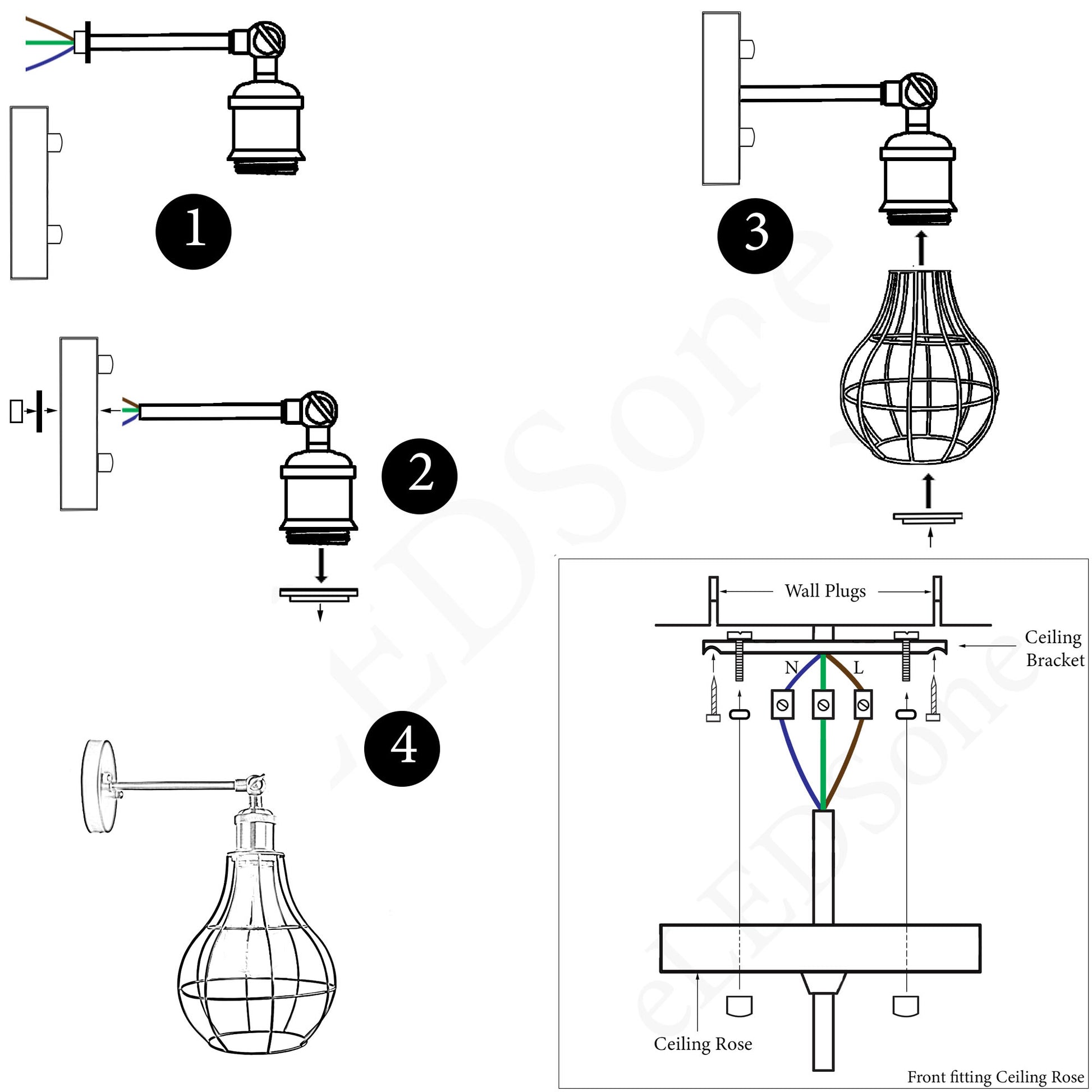 Vintage Industrial Wall Light with FREE Bulb Antique Retro Cage Adjastable Wall Sconce Lamp~2270 - LEDSone UK Ltd