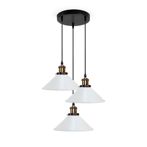 Industriel Vintage métal suspension abat-jour lustre rétro plafond blanc abat-jour ~ 3862