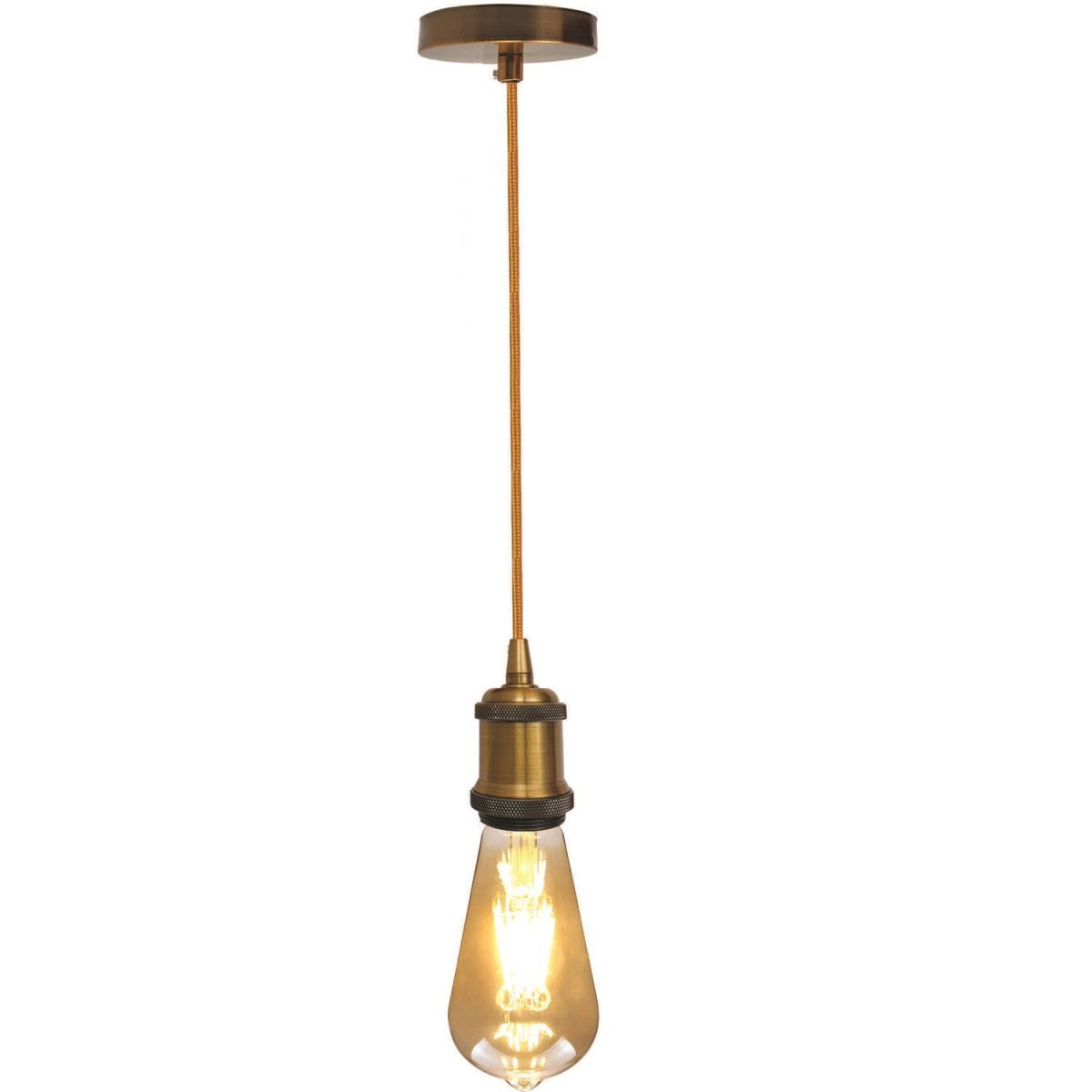 1m E27 Yellow Brass Pendant Light~1698 - LEDSone UK Ltd