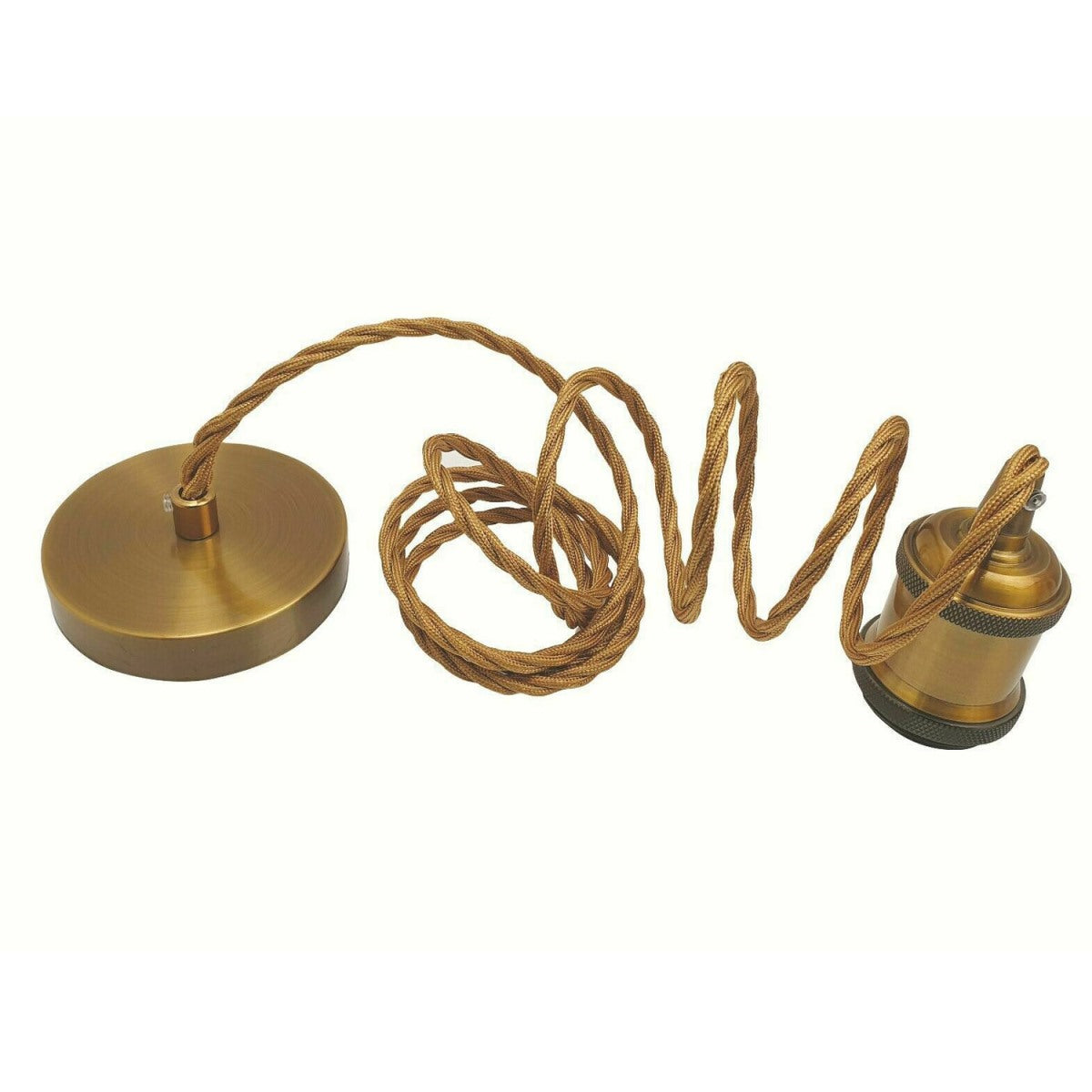 2m Round Cable E27 Base Yellow Brass Holder~1723 - LEDSone UK Ltd