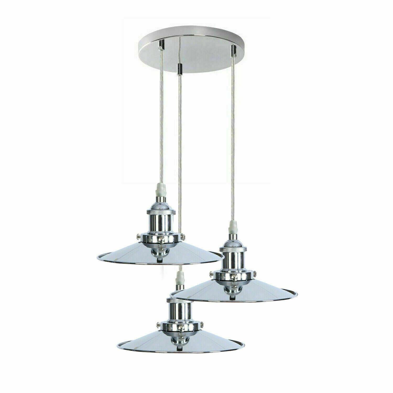 Vintage  Modern Metal Ceiling Pendant Light Chrome Hanging Lamp With 95cm Adjustable Wire~1337 - LEDSone UK Ltd