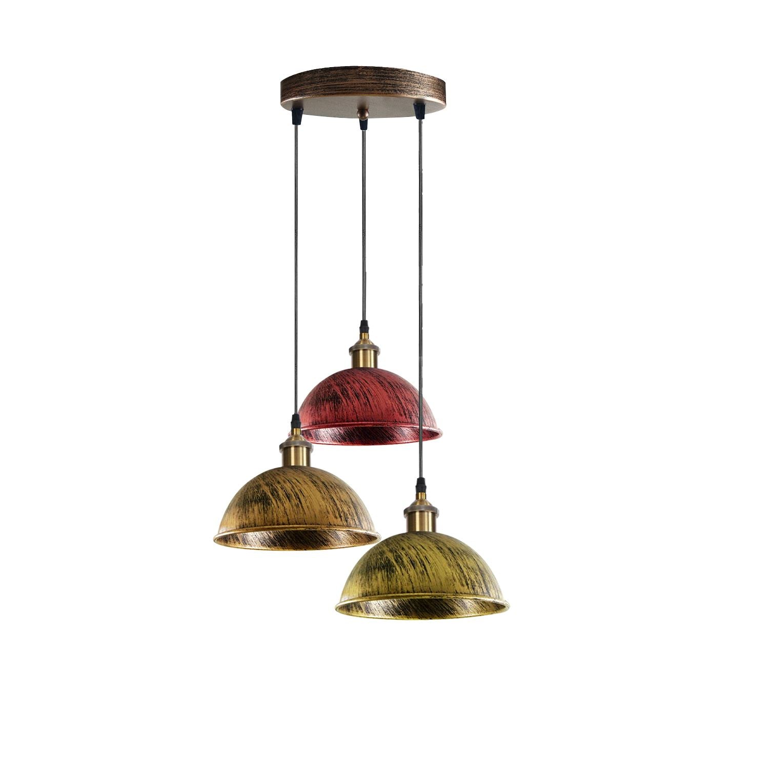 Vintage Industrial Retro 3Head Dome Ceiling Pendant Lamp Shade Light Kit