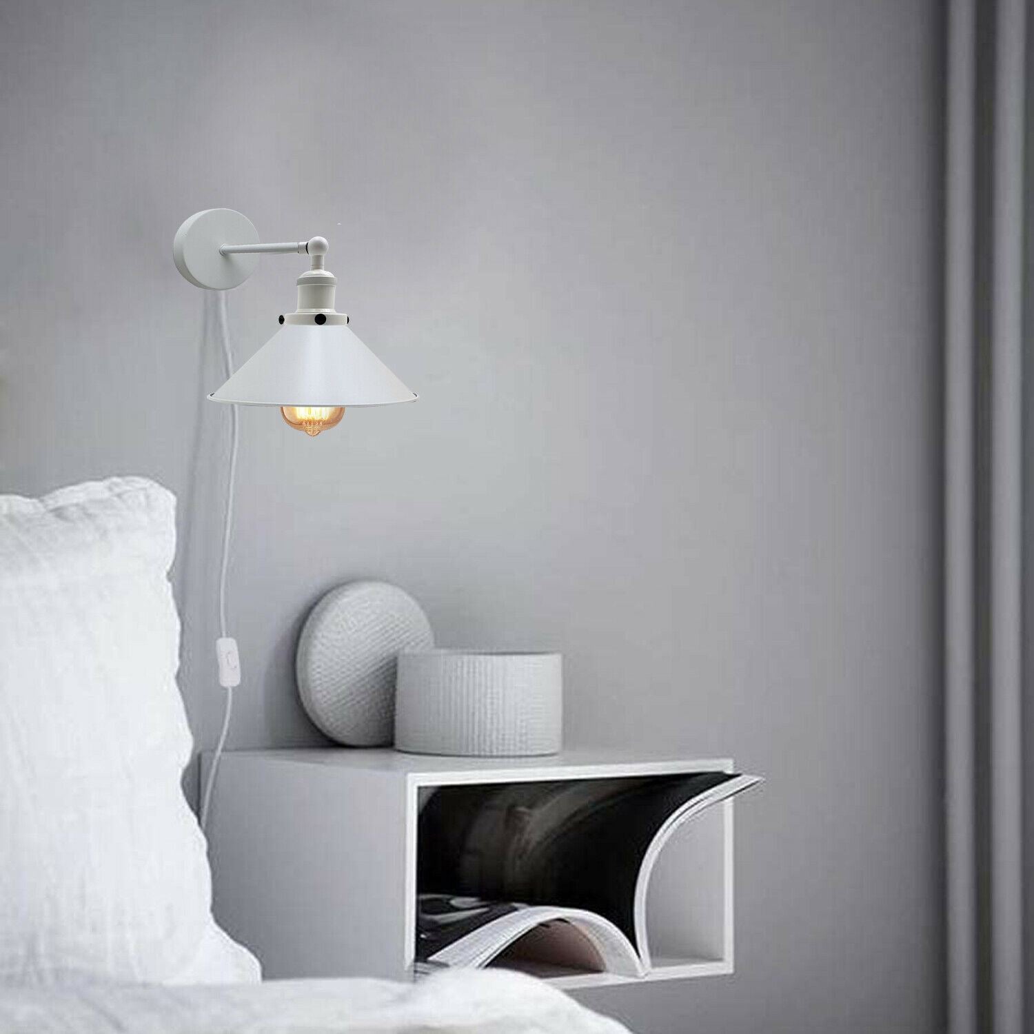 White Plug in Wall Light