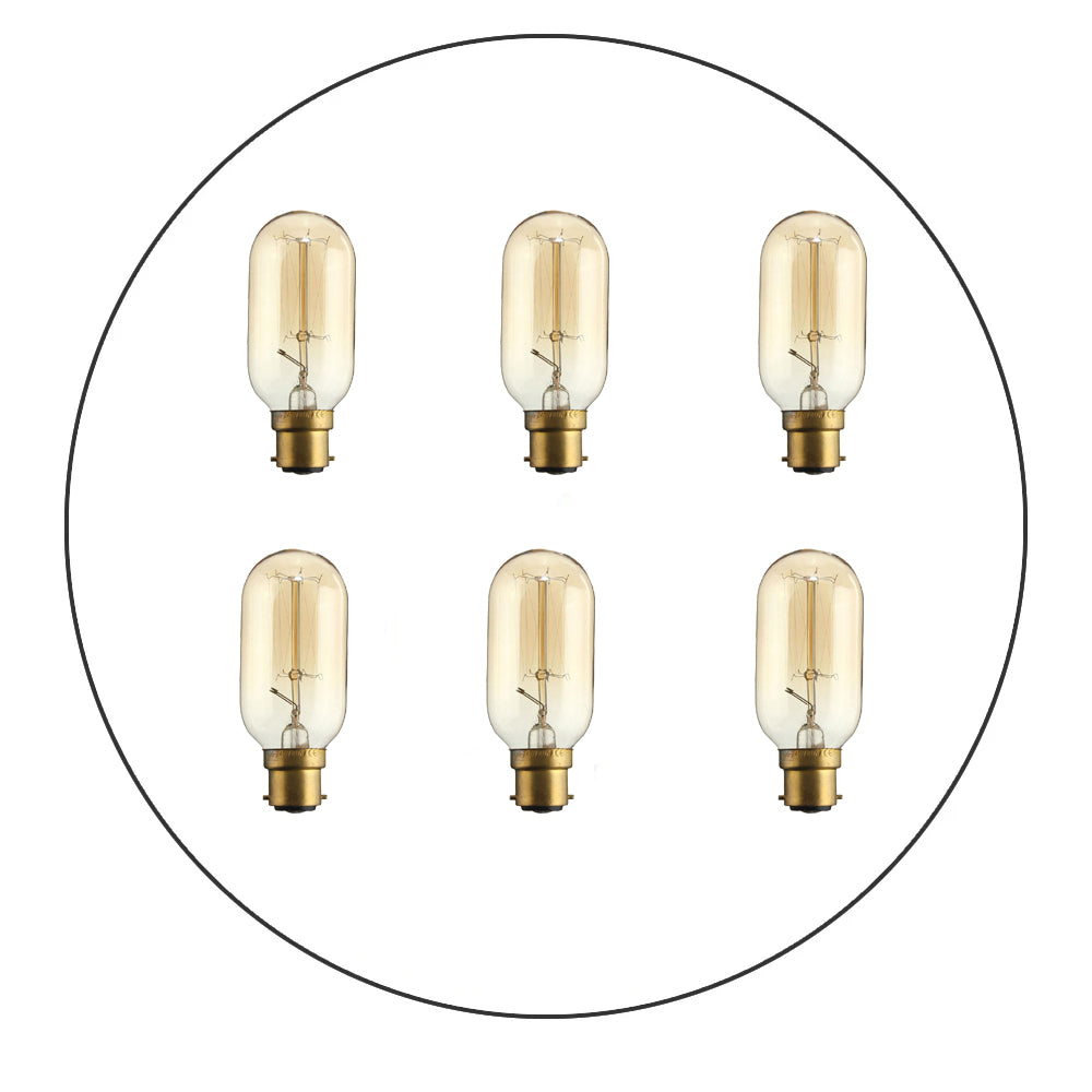 6 Pack B22 T45 60W Dimmable Filament  Incandescent Vintage Light Bulb - Shop for LED lights - Transformers - Lampshades - Holders | LEDSone UK