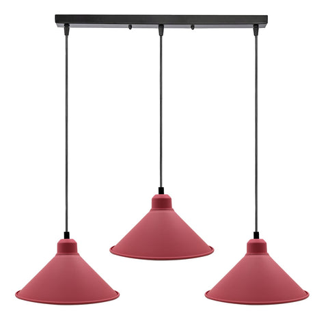 Lustre suspendu industriel rétro, abat-jour conique de plafond, couleur rose, suspension en métal Vintage ~ 1001