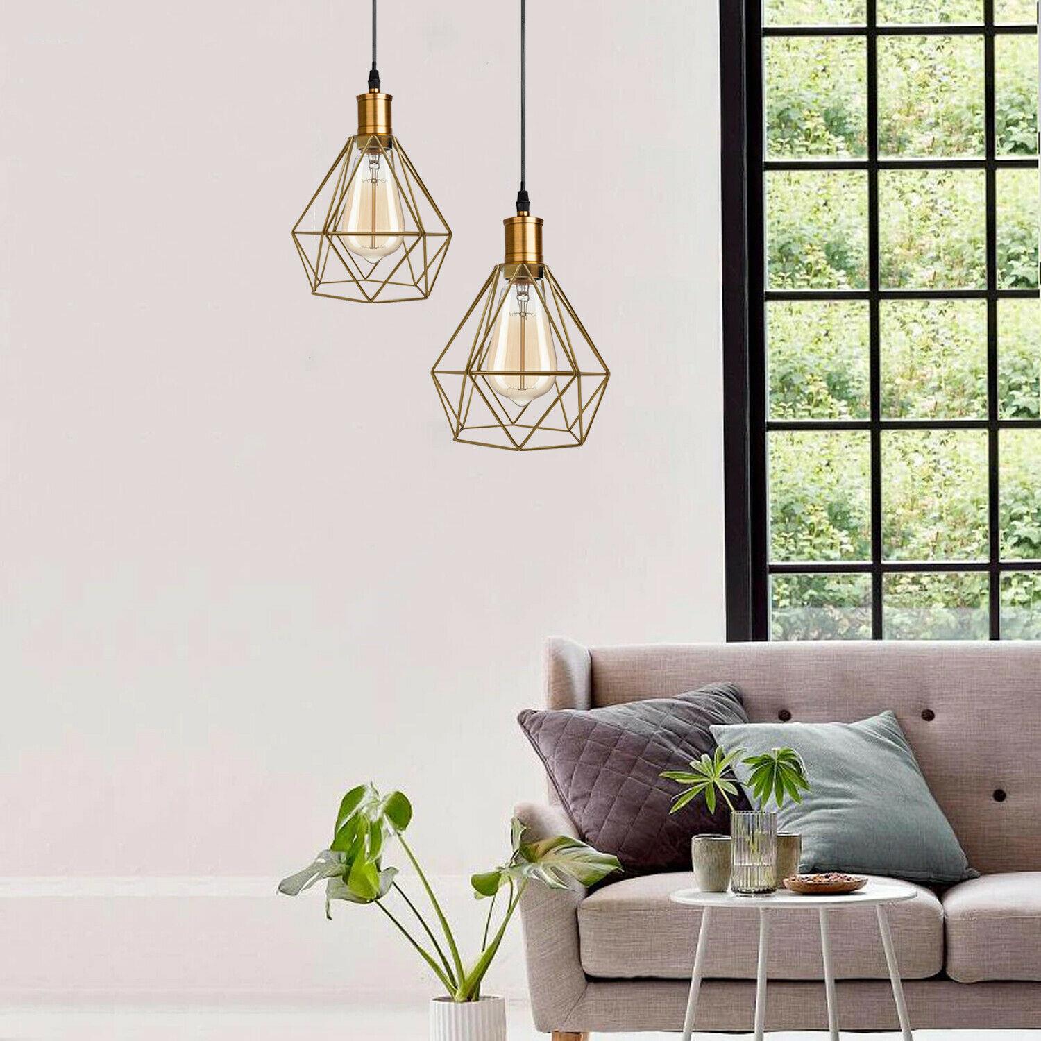 Modern Vintage Diamond Cage Ceiling Pendant Light Fitting 