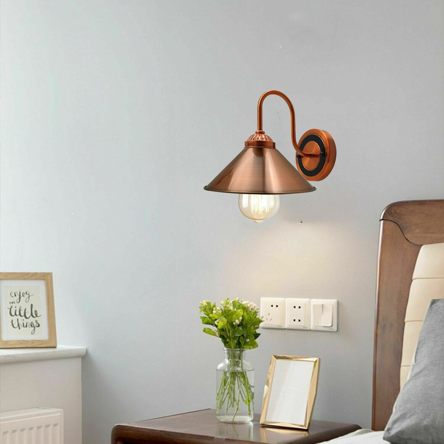 Modern Copper Metal Wall Light Lamp Sconce Fixture Bedroom Hallway with E27 Base~1287 - LEDSone UK Ltd