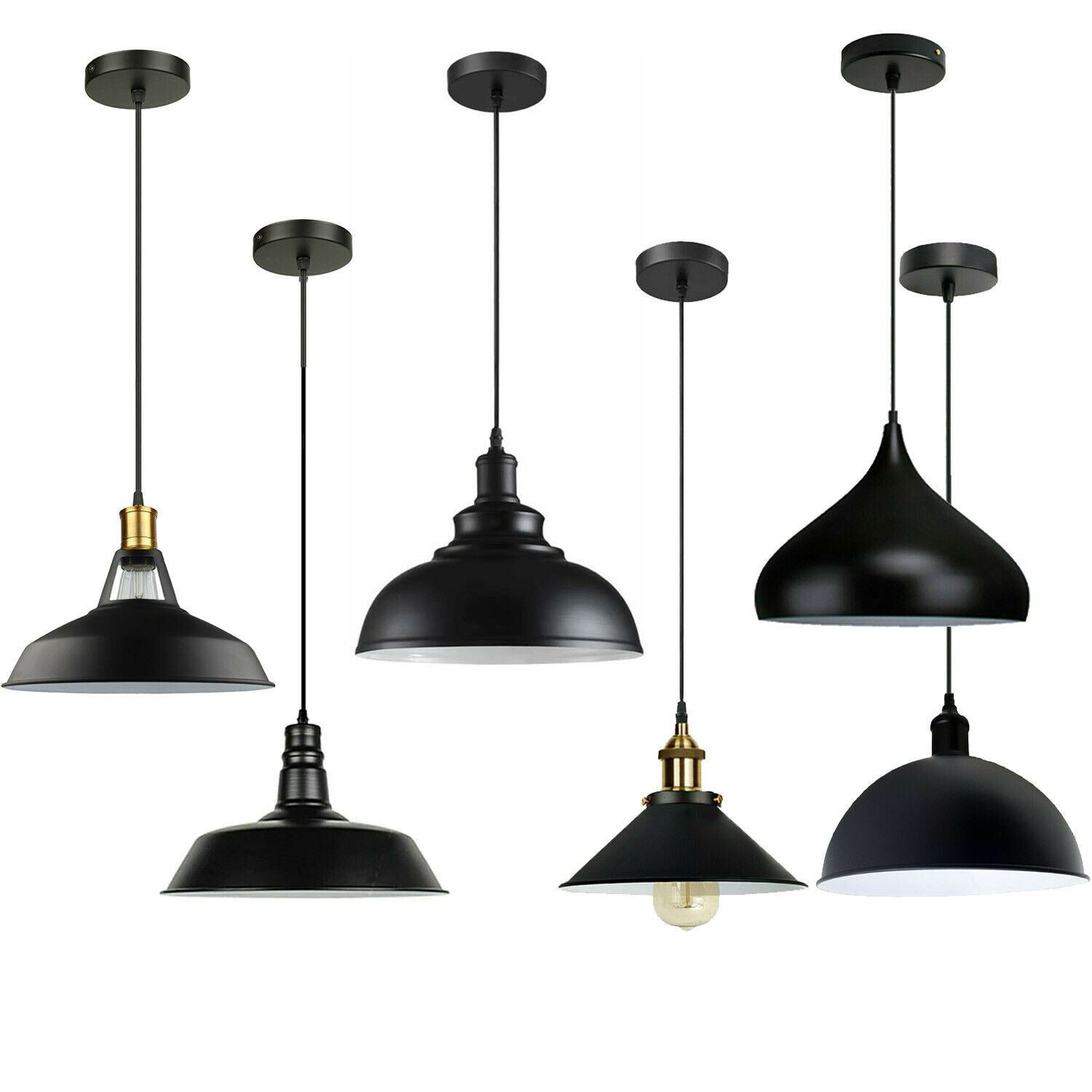 Retro Industrial Black Ceiling Pendant Light Metal Lamp Shade With 95cm Adjustable Cable