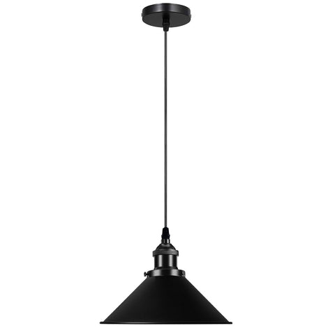 Luminaire suspendu à abat-jour conique en métal noir, plafond Vintage réglable, ~ 3393