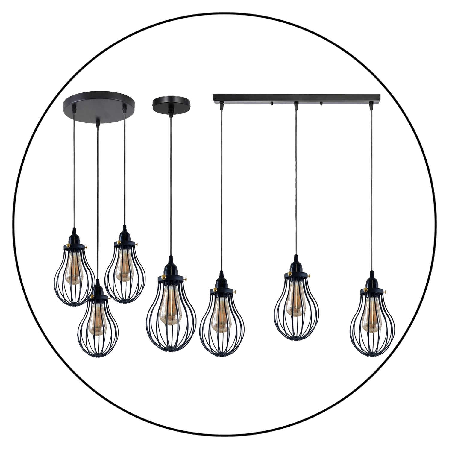 Retro Industrial Black Indoor Hanging Adjustable Pendant Light Big Vase Cage Ceiling Chandelier~3398 - LEDSone UK Ltd