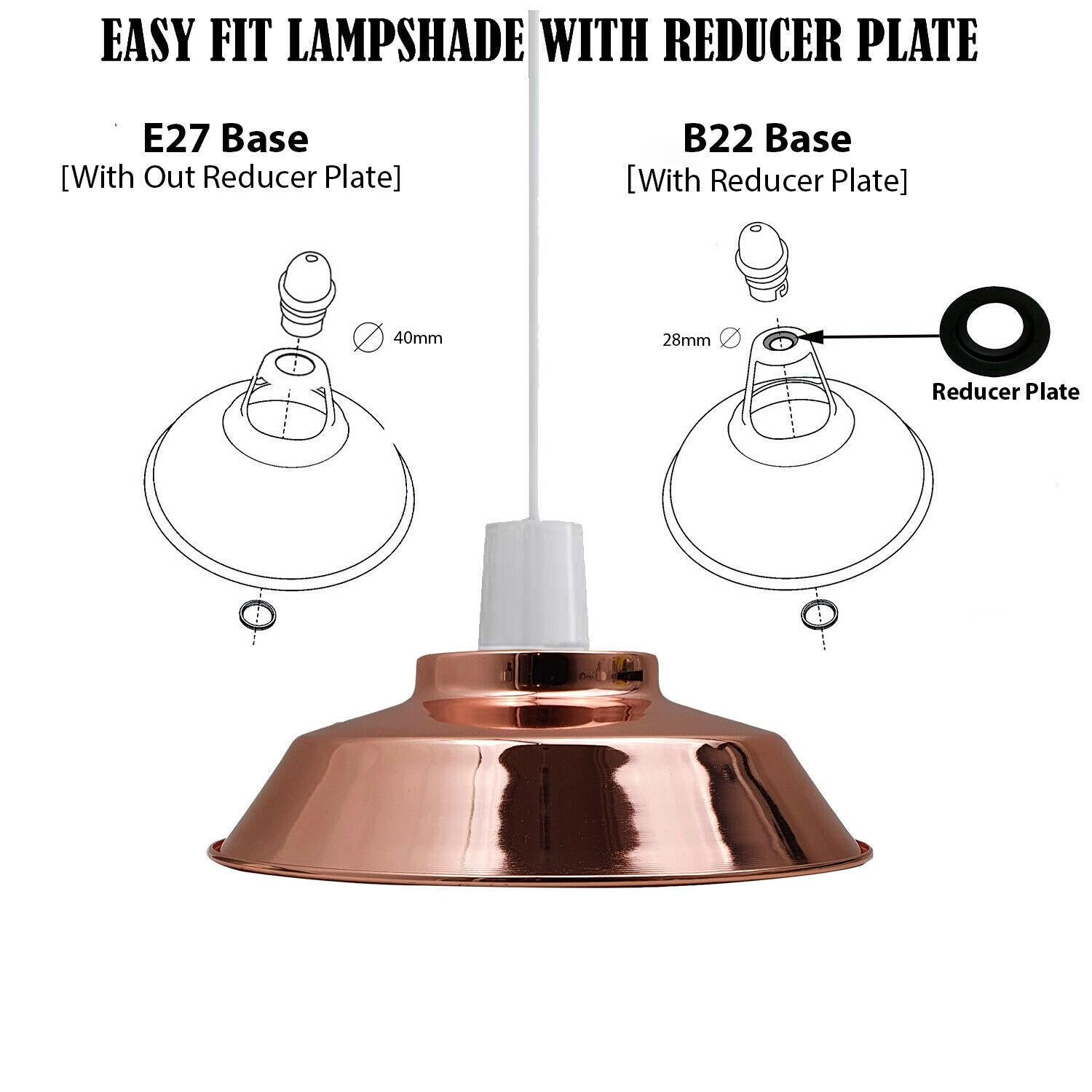 Lamp shade with reducer plate