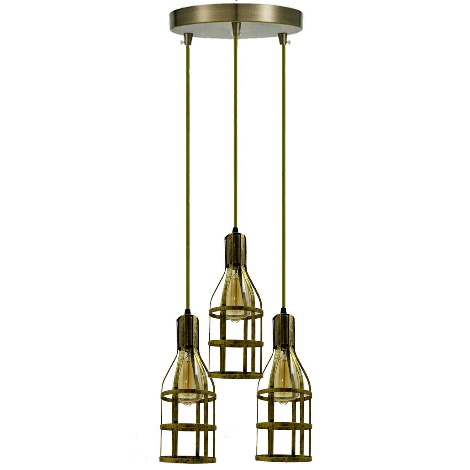 3-Heads Ceiling Pendant Cluster Light Fitting Lights E27 Socket Hanging Chandelier Light Industrial Ceiling Lamp~1290 - LEDSone UK Ltd