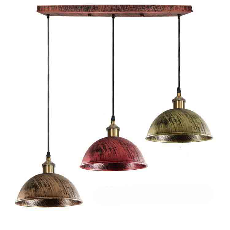  Retro 3Head Dome Ceiling Pendant Lamp Shade Light Kit