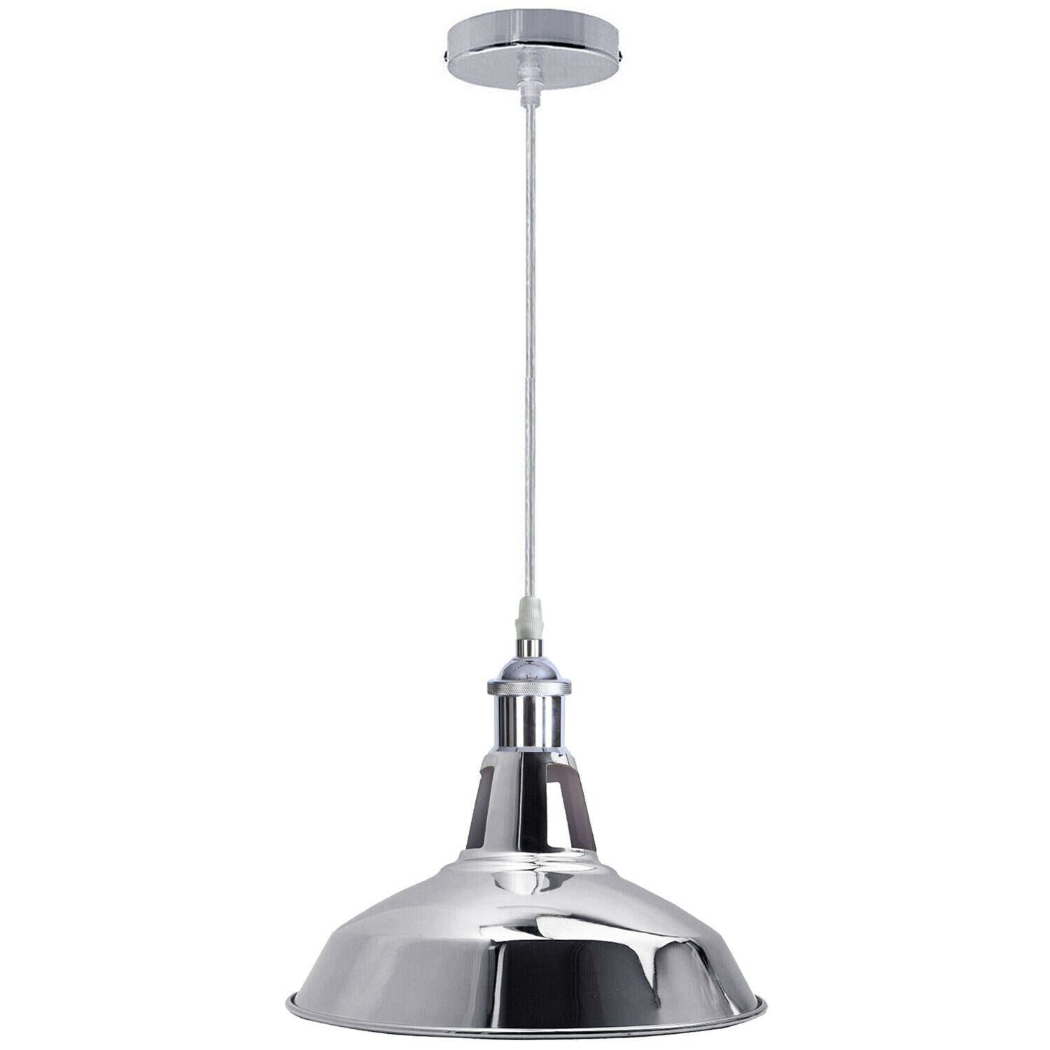 Vintage  Modern Metal Ceiling Pendant Light Chrome Hanging Lamp With 95cm Adjustable Wire~1337 - LEDSone UK Ltd