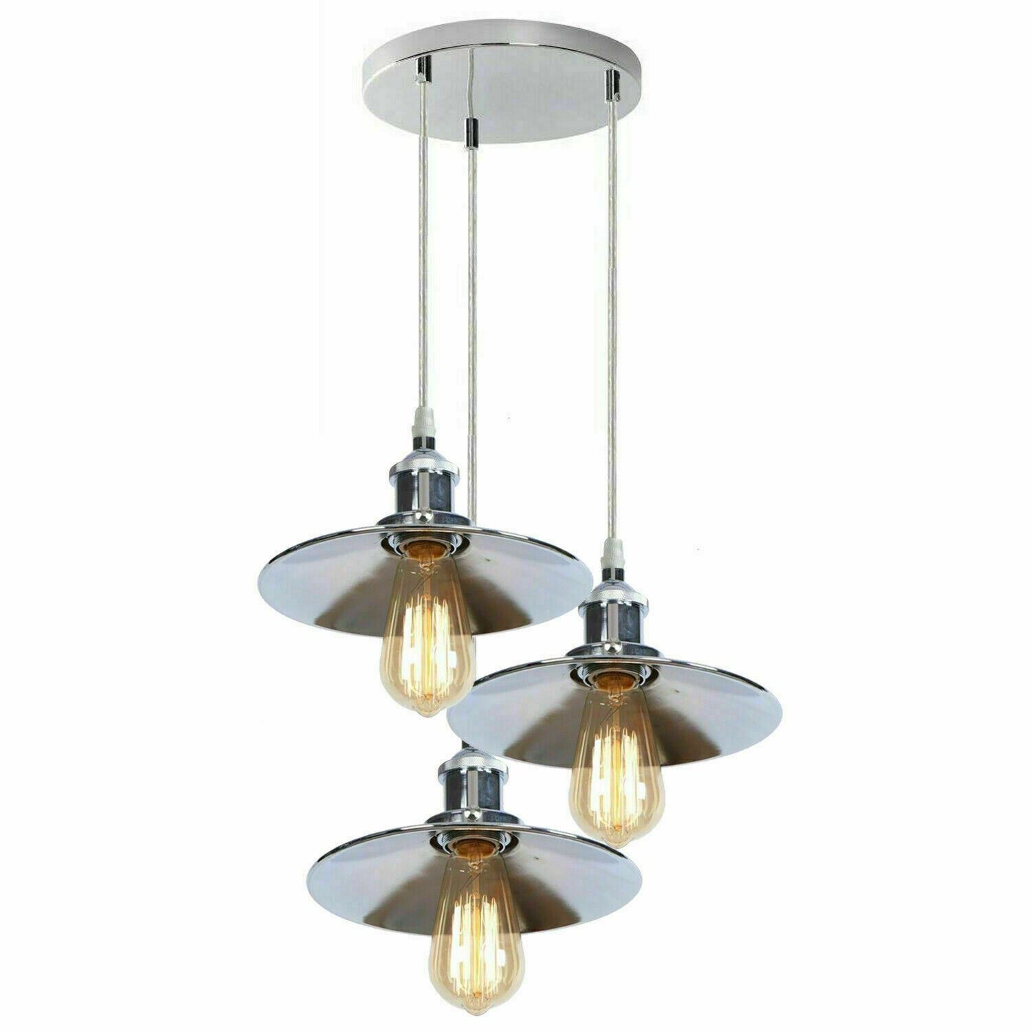 Vintage  Modern Metal Ceiling Pendant Light Chrome Hanging Lamp With 95cm Adjustable Wire~1337 - LEDSone UK Ltd