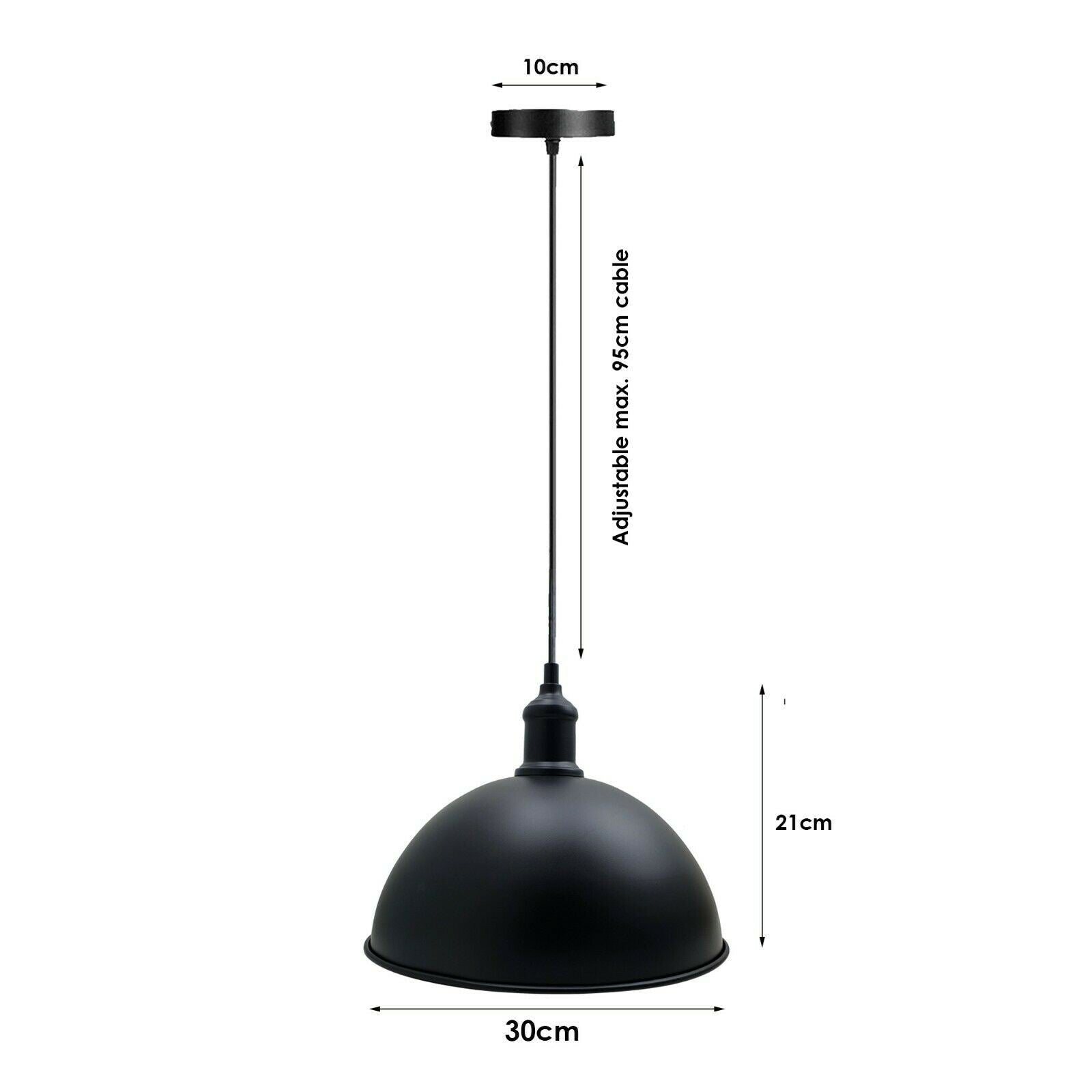 Retro Industrial Black Ceiling Pendant Light Metal Lamp Shade With 95cm Adjustable Cable~1354 - LEDSone UK Ltd