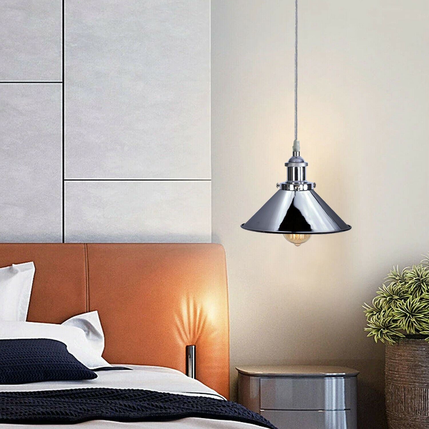 Vintage  Modern Metal Ceiling Pendant Light Chrome Hanging Lamp With 95cm Adjustable Wire~1337 - LEDSone UK Ltd