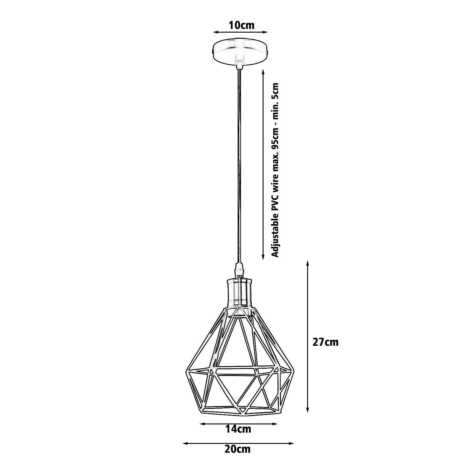 Modern Vintage Diamond Cage Ceiling Pendant Light Fitting 